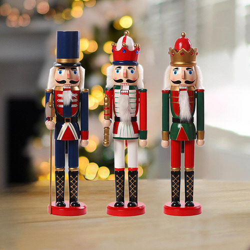 3x Cascanueces De Madera Para Navidad, Adorno De Base