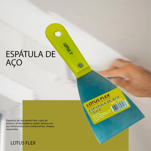 Espátula De Aço 7,5 Cm Lotus Flex 3'' Inox Gesso Massa