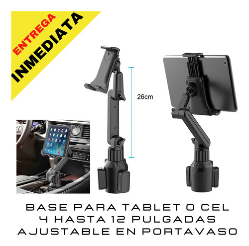 Base Tablet Celular Carro Ajustable Portavaso Toyota 12inch