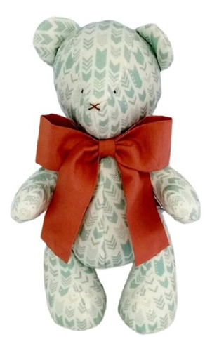 Imagem 3 de 5 de Urso Ursinho Peti Petá Veludo Setas Tribais Menta 30cm