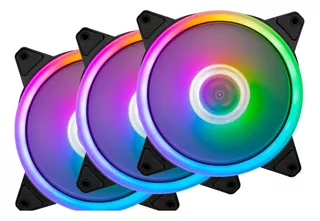 Kit 3 Fans Cooler Led Rgb 120mm Ventoinha Gabinete Pc Gamer