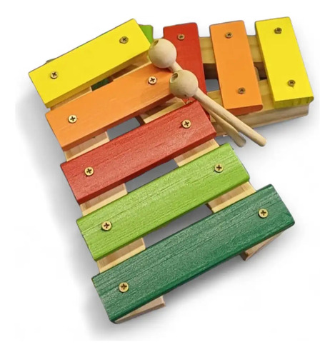 Xilofon Mediano De Madera De Colores De 5 Tonos Multicolor