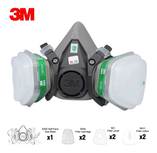 Oferta!!! Mascarilla 3m 6200 + Par Cartuchos Filtros 3m