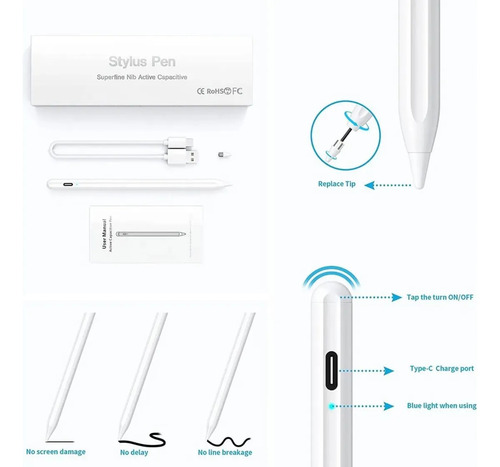 Lápiz Óptico Genérico Blanco Capacitivo Usb-c