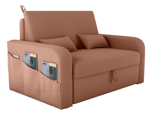 Sofá Cama 2 Lugares Com Bau 1,40 Mts Day Matrix Ferrugem