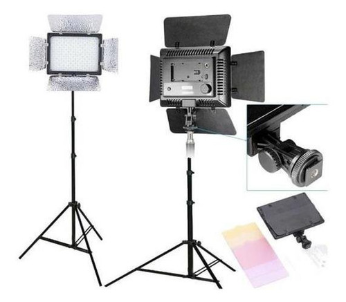 Kit Iluminador Led 300 Completo Bateria E Fonte Foto Video