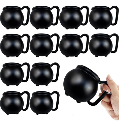12 Tazas Caldero De 15 Oz, Tazas De Plástico Negras Caldero