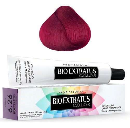 Coloração Creme Color 6.26 Marsala + Ox 30 Vol. Bio Extratus