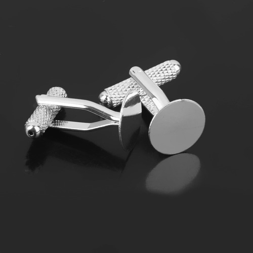 20 Piezas Moda Hombres Plata 12mm Plano Blannk Ajustes