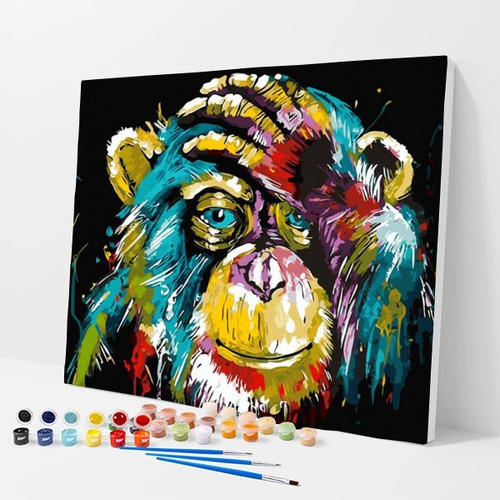 Pintura Numerada Chimpanze Colorido