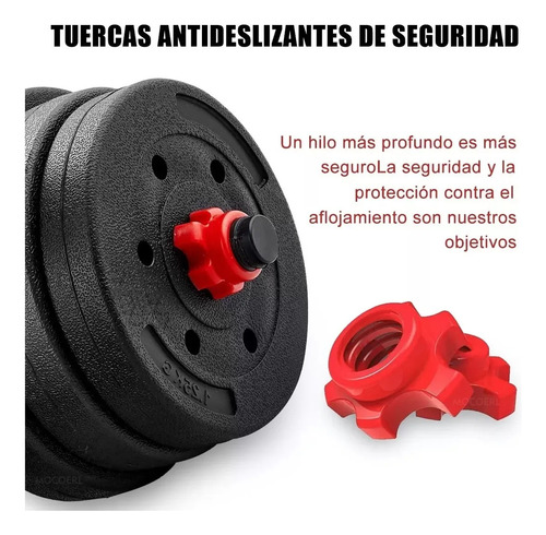 Mancuernas Pesas Barra Recta Ejercicio Kit Ajustables 20kg Rojo