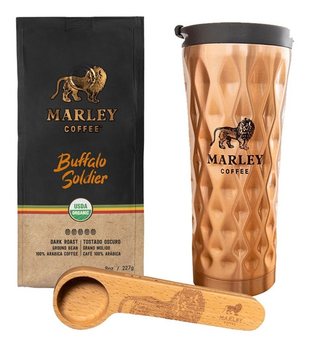 Travel Mug 500 Ml + Café Molido Marley Coffee + Spoon