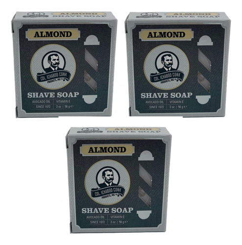Col. Conk World's Famous Shaving Soap, Almond 3 - Pack Each 