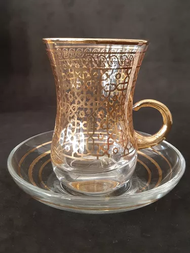 Xicaras De Chá Turca 12 Peças Nida Gold– Luxury Glass Set