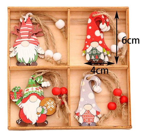 12 Adornos Colgantes De Madera De Navidad De Gnomo Con .