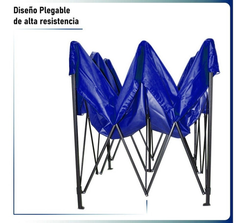 Imagen 2 de 8 de Toldo Plegable 3x6 Impermeable Retractil Azul Metalico
