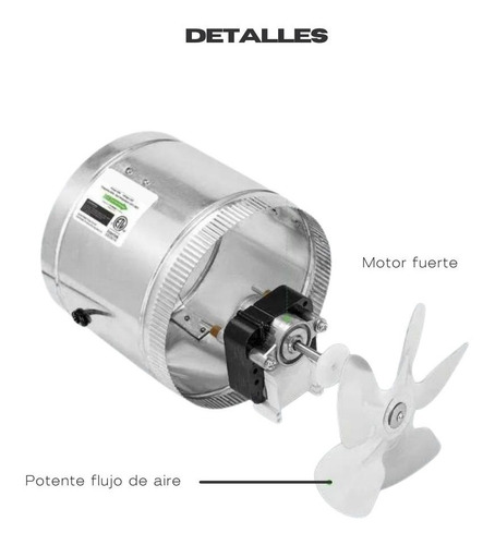 Imagen 3 de 5 de Extractor Industrial De Aire Metalico En Linea 8''