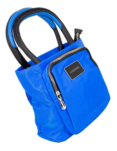 Queens Cartera Bandolera Urbana Mujer Bolso Azul Qv22206 Acabado De Los Herrajes Plateado Color Azul Claro Qv22206 Color De La Correa De Hombro Negro Diseño De La Tela Liso