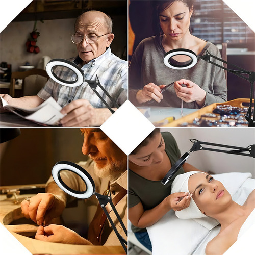 ** Lámpara Led De Escritorio Con Lupa De 10x Con Brazo