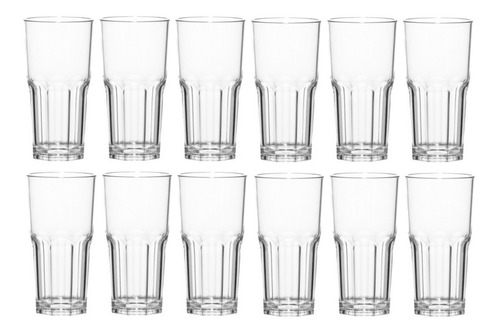 Vaso Bristol Trago Largo Vidrio Nadir 340ml Facetado Set X12