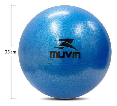 Bola de Pilates Overball Muvin – Tamanho 25cm - Soft Gym –– Com Bico Para Inflar – Ginástica – Pilates – Yoga – Fisioterapia – Treino Funcional – Fortalecimento – Tonificação – Cor Azul