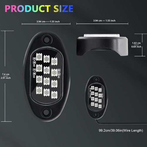 Kit De 8 Luces Led Rock Light Bluetooth App Universal Je