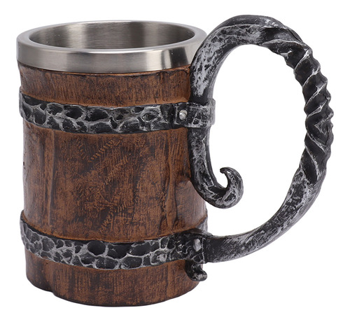 Taza De Cerveza Estilo Vikingo De Madera Con Mango Doble De