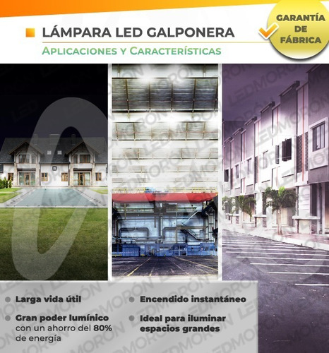 Imagen 6 de 10 de Lampara Led Alta Potencia 50w E27 Luz Fria Galponera