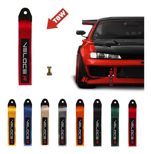 Cinta Reboque Engate Tow Strap Hook Varias Cores