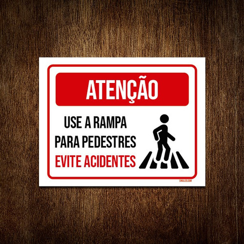 Kit 5 Placas Atenção Use Rampa Pedestres Evite Acidentes