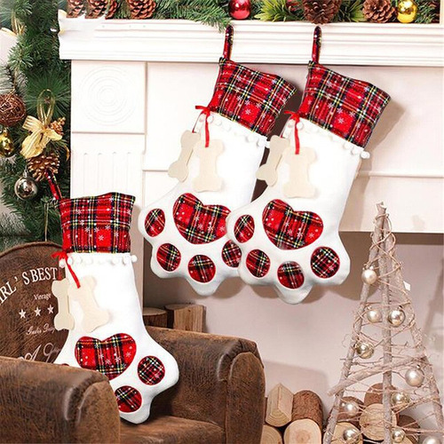 Calcetín Navideño Para Perros, Bolsa De Golosinas Con Estamp