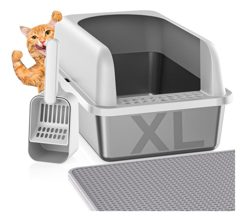 Caja De Arena Para Gatos Refrze De Acero Inoxidable Xl Con T