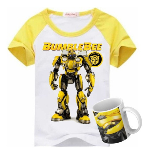 Remera Bumblebee Transformers Ranglan Niños Estampada + Caja