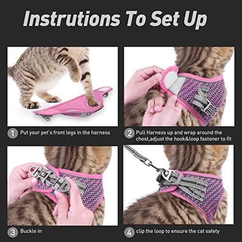 Arnês para gatos com coleira, sem escape, à prova de vazamentos