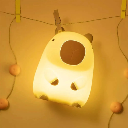 Luz Nocturna Silicona Capybara Con Control Táctil