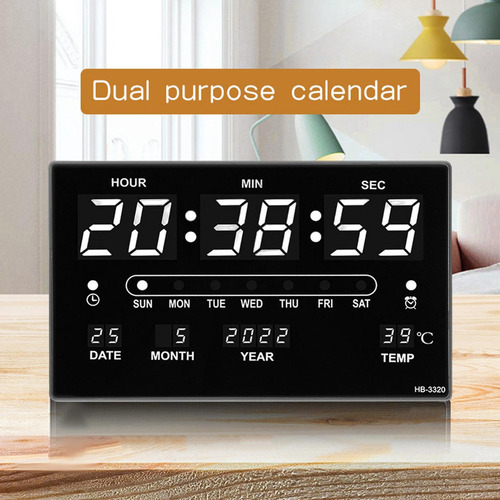 Hh Reloj De Pared Digital Con Fecha, Hora, Semana,