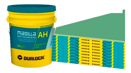 Kit Combo Durlock Antihumedad 3 Placas Ah+1 Masilla X 13 Kg 