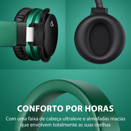 Fones de ouvido Cowin E7C sem fio Bluetooth ANC experiência sem fio confortável peso leve Bluetooth 5.0 microfone para chamadas 30 horas de reprodução para viagens trabalho verde