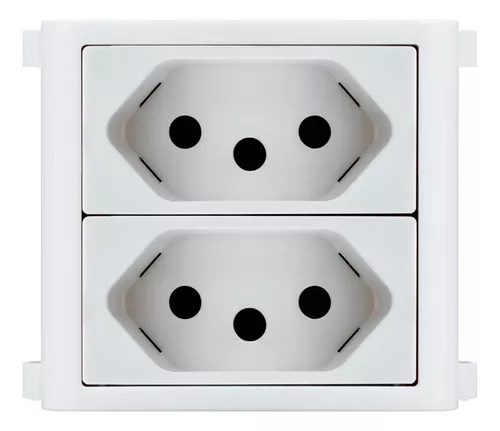 Enchufe doble empotrado blanco para muebles 10A Pial Legrand, color blanco