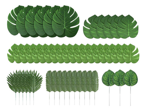 90 Piezas Hojas De Selva Hojas De Palma 6 Tipos Novedad