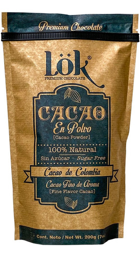 Cacao Polvo Lok 100% Natural Sin Azucar X 200g