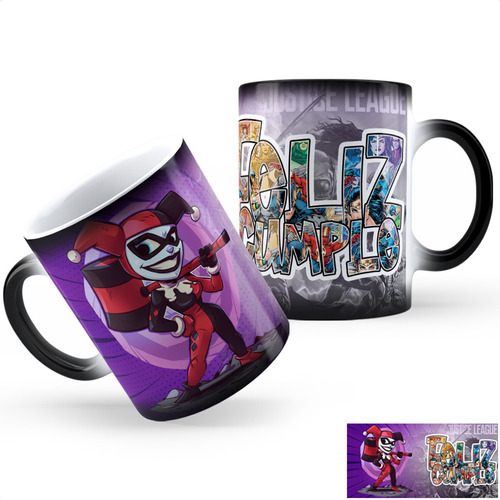 Taza Mágica Feliz Cumple Harley Quinn Aa Calidad