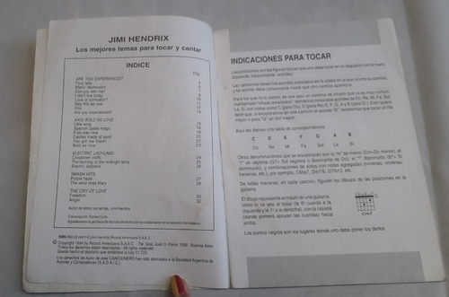 Revista * Para Cantar Y Tocar Jimi Hendrix Ricordi Cancioner (Usado)