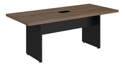Imagem 3 de 5 de Mesa De Reunião 1,35x60 Com Caixa De Tomada + Painel Tv