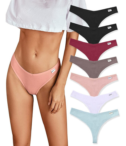 Pack De 7 Tangas Para Mujer, Ropa Interior De Algodón Transp