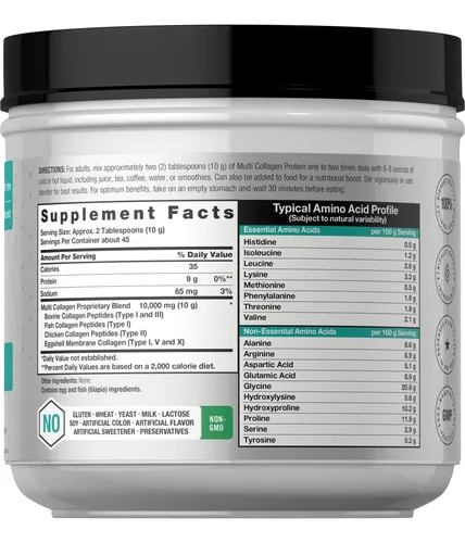 Proteína De Colágeno En Polvo Horbäach Multi 473 Ml Tipo I,