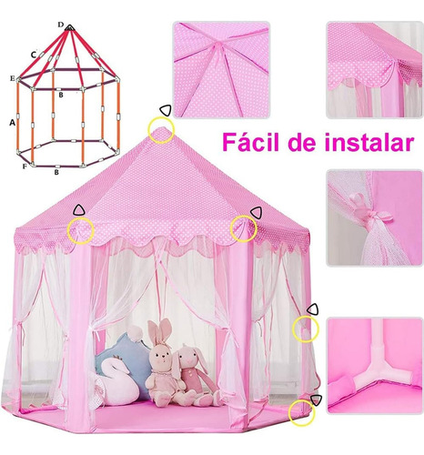 Casa De Campaña Transpirable Castillo Princesa Con Luces