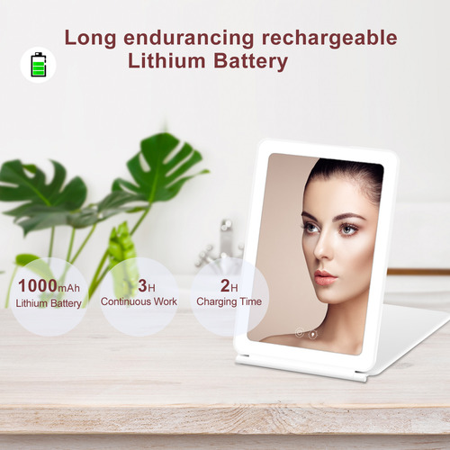 Espejo De Maquillaje Portátil Con Luz Led Plegable Con Luz L