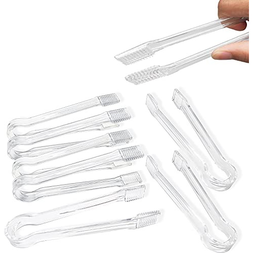8 Pcs Plastic Buffet Serving Tongs, Clear Kitchen Tongs...