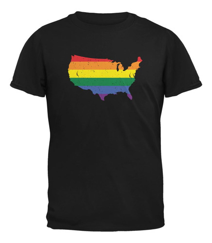 Lgbt Rainbow Usa Camiseta Negra Para Adultos - 2xl